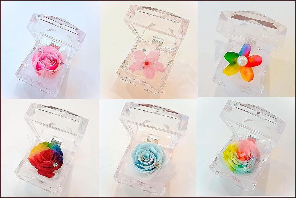 プリザーブドフラワー ダイヤモンドジュエリー パステルレインボーローズ