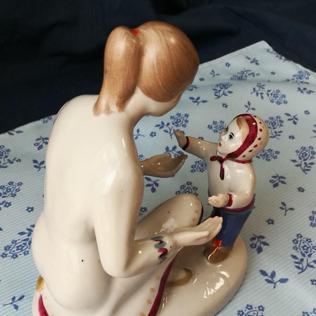 ★ビンテージ陶器 ❮ロシア/ポロノエ❯ ロシアの冬/母と子★