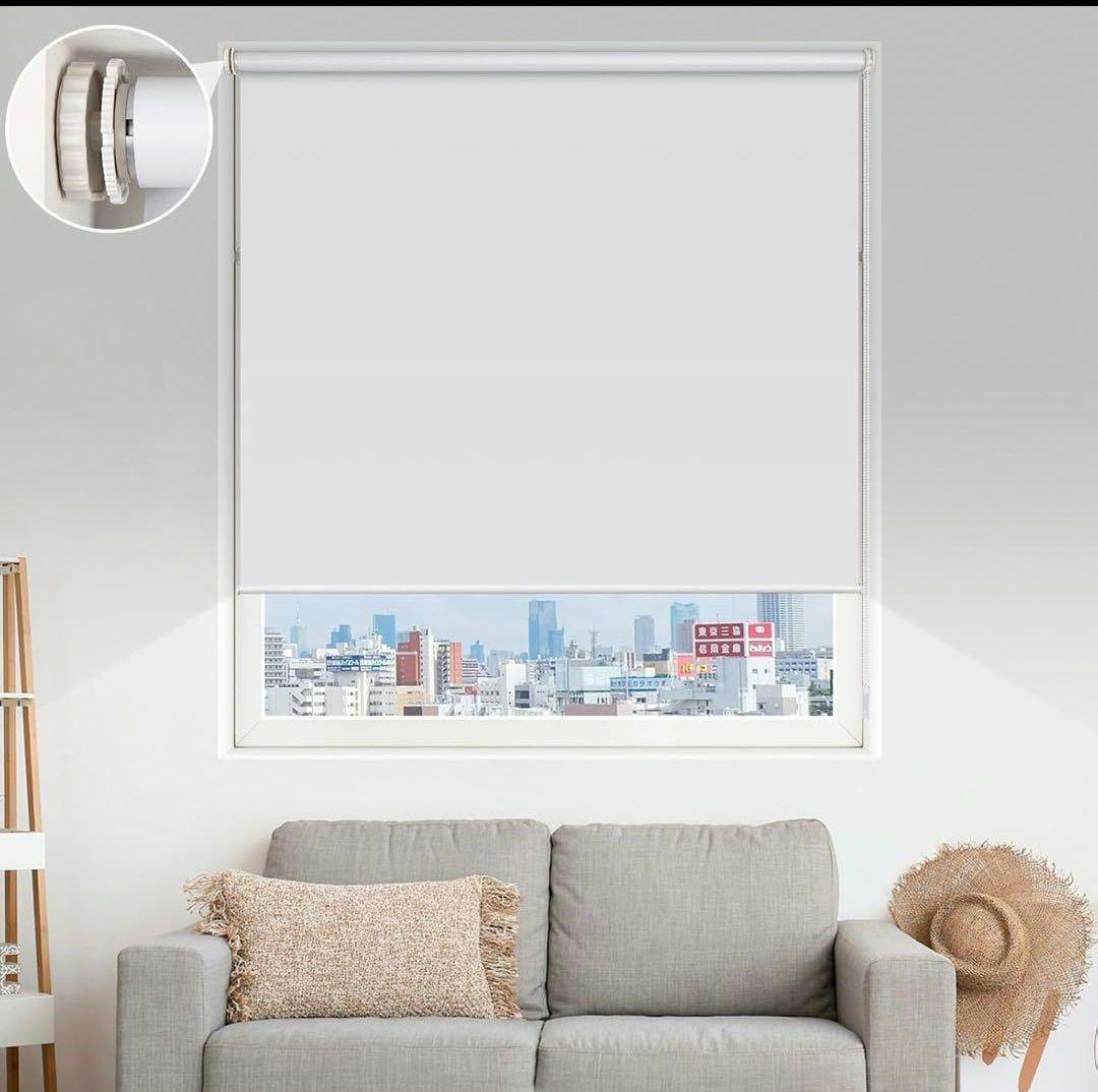 ロールスクリーン　ロールカーテン　白　突っ張り　ブラインド　遮光　200×160