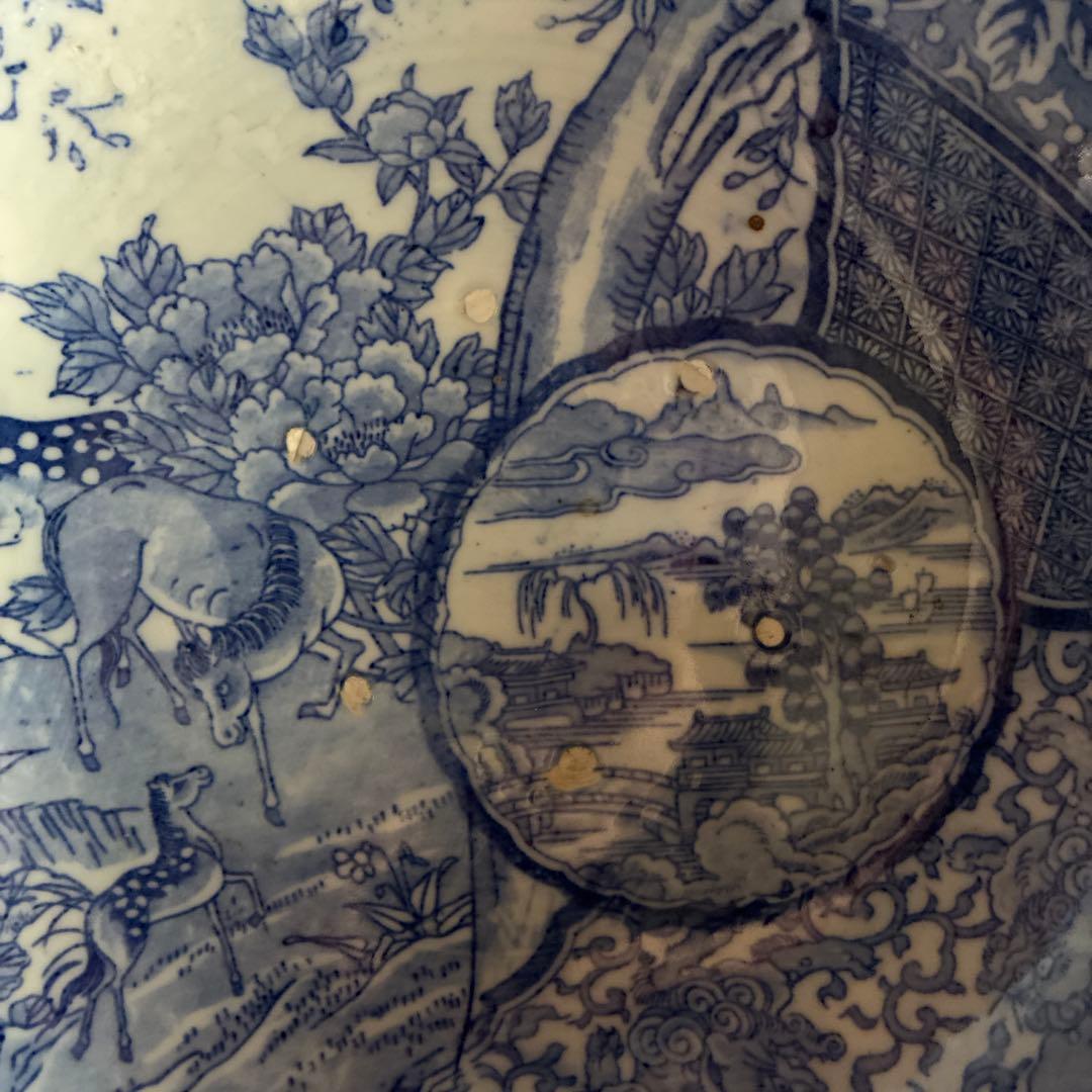 骨董　図変わり印判　超希少ブチ馬群　唐獅子　花唐草　捨身月兎　窓絵　兜型　大鉢