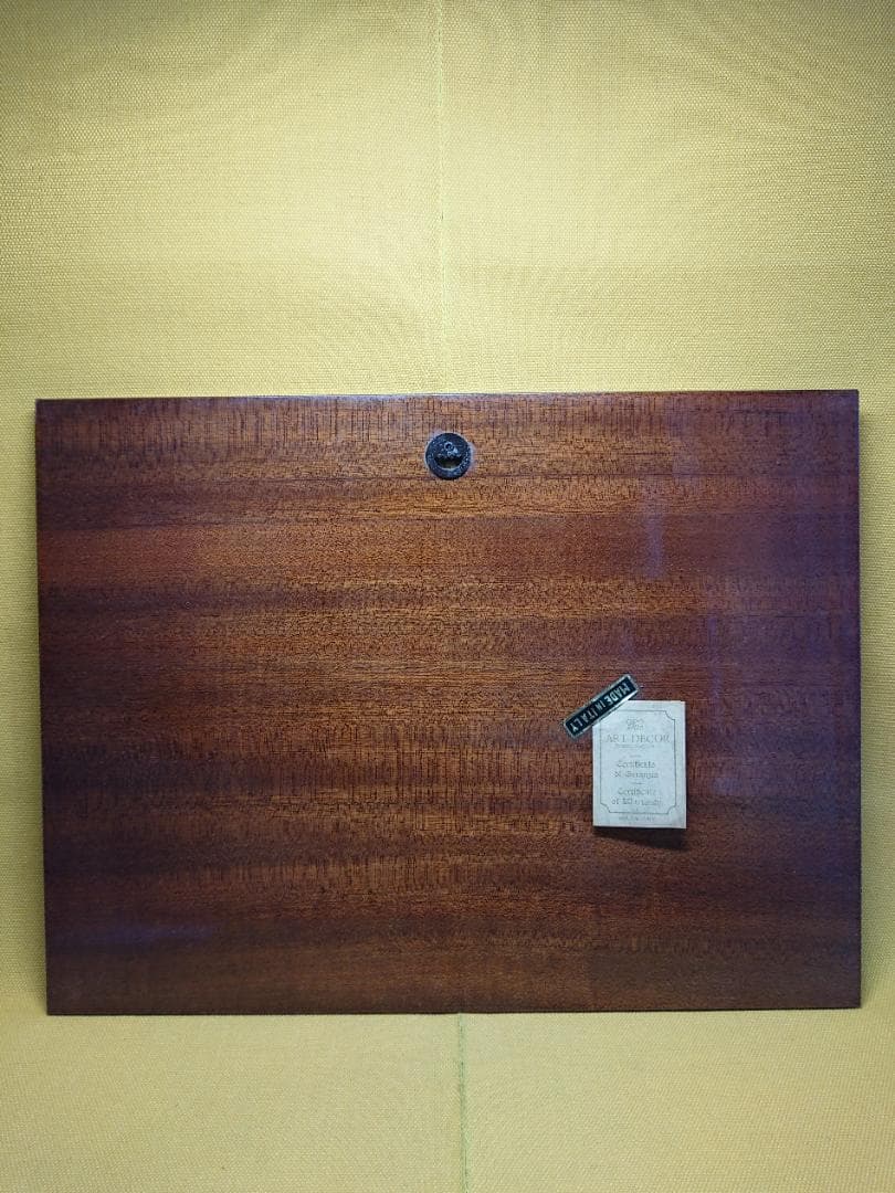 【美品】ビンテージ　風景画　木細工　象嵌　置物　インテリア　工芸品　A3054