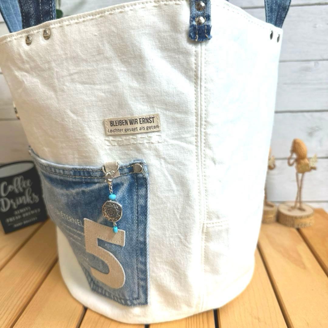デニムリメイク　まる底　トートバッグ