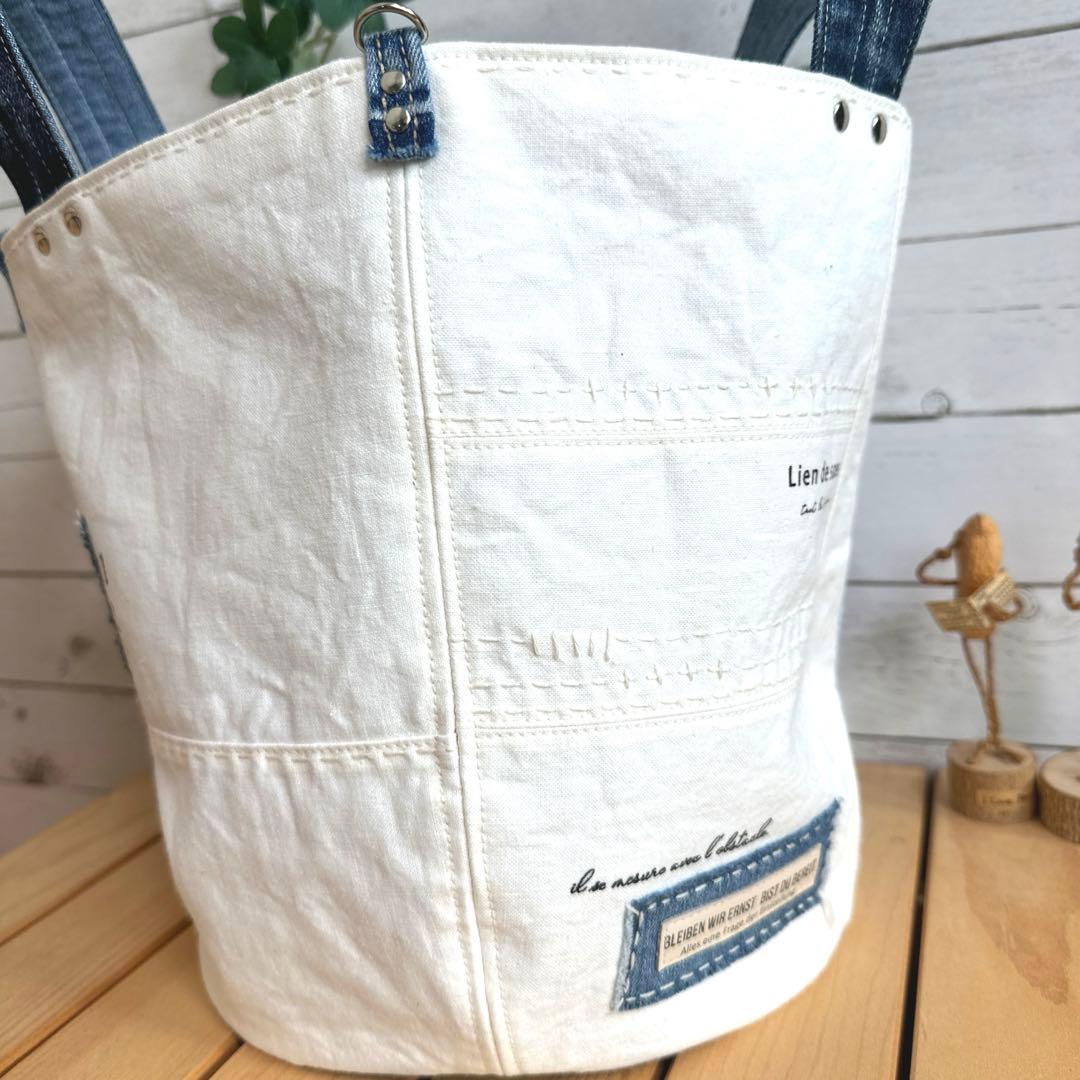 デニムリメイク　まる底　トートバッグ