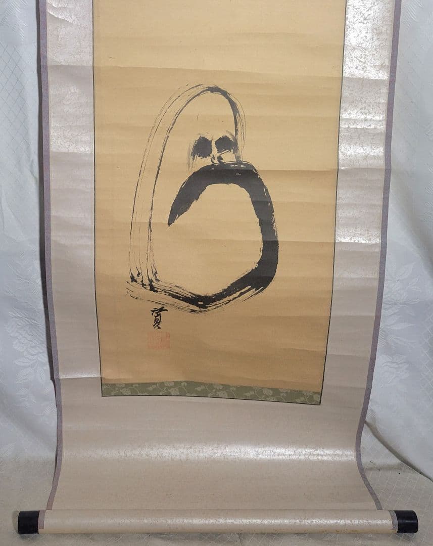 福井江亭画『達磨』菅原曇華賛『一華開五葉』画賛　掛け軸　合わせ箱　書画　美術品