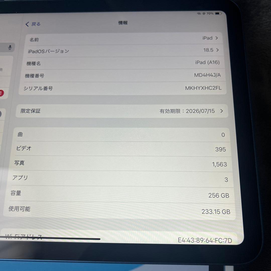 Apple iPad (第11世代) 11インチ ブルー 本体