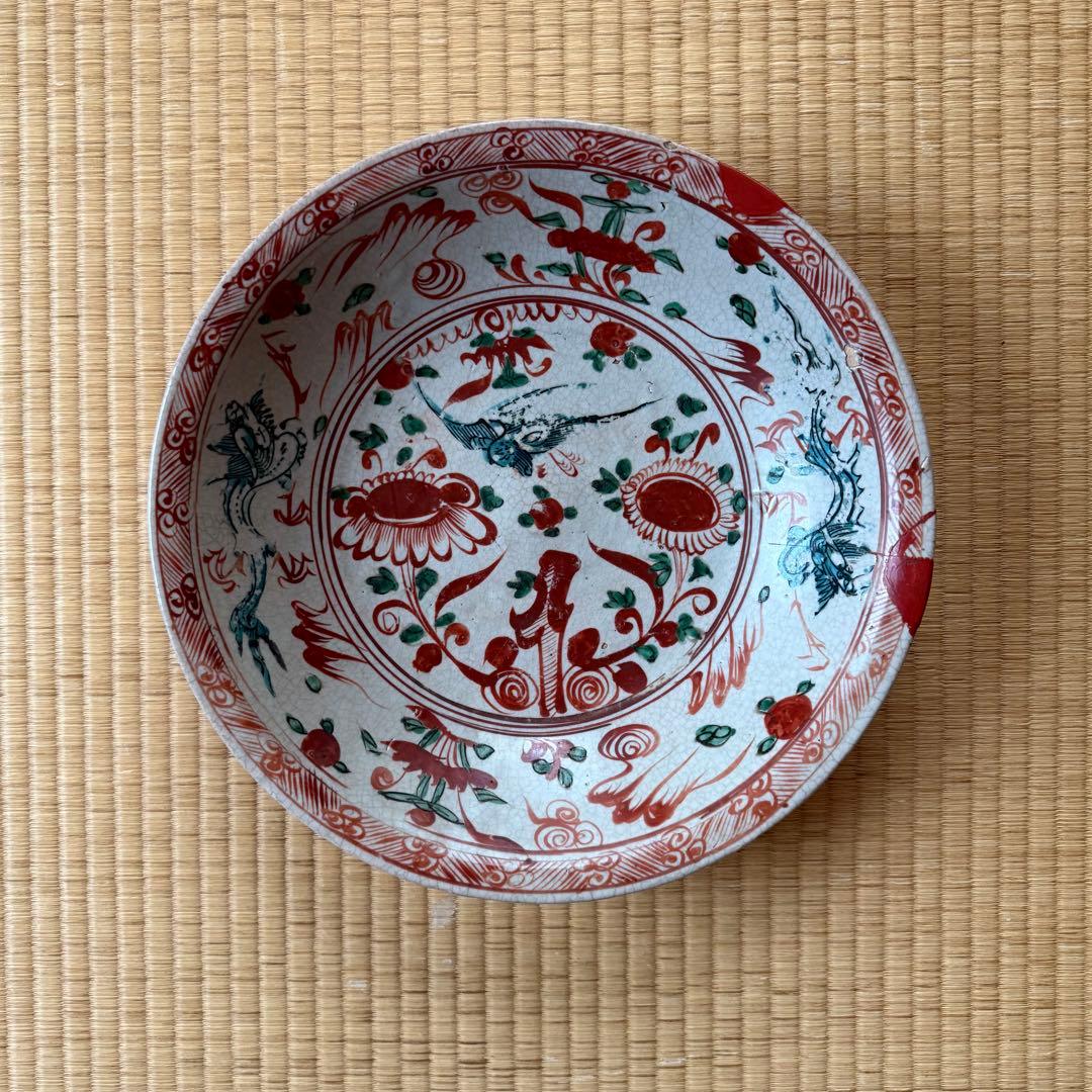 呉須赤絵 大皿 明時代 明朝 南京赤絵 古染付 祥瑞 古美術 中国美術 中国