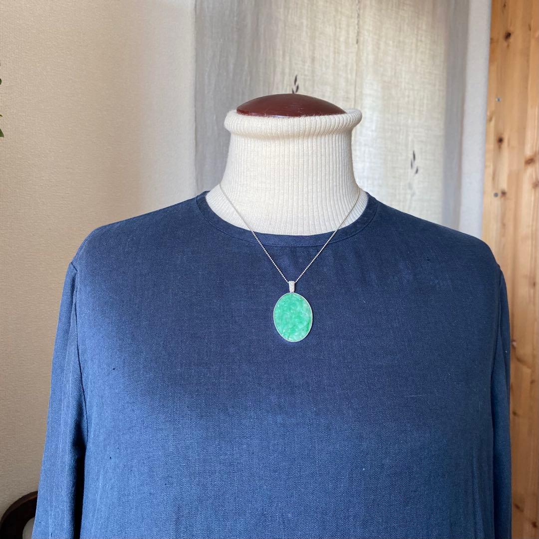 特注品pt950ダイヤ翡翠ペンダントトップ　帯留からのリメイク