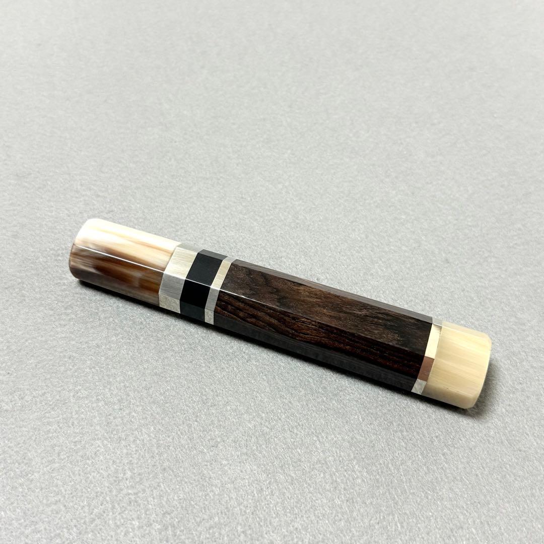 三段銀巻 白水牛角 柳刃240 手作りk 包丁の柄 柳刃8寸 黒檀 八角柄