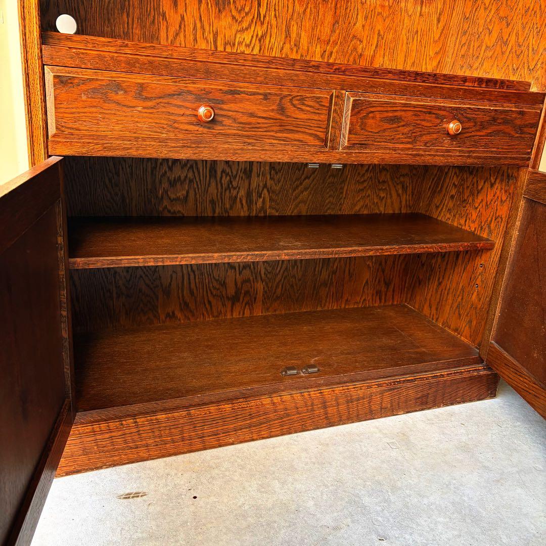 三越家具 ブルージュ 天然木ステンドグラス扉アンティーク食器棚　定価約50万