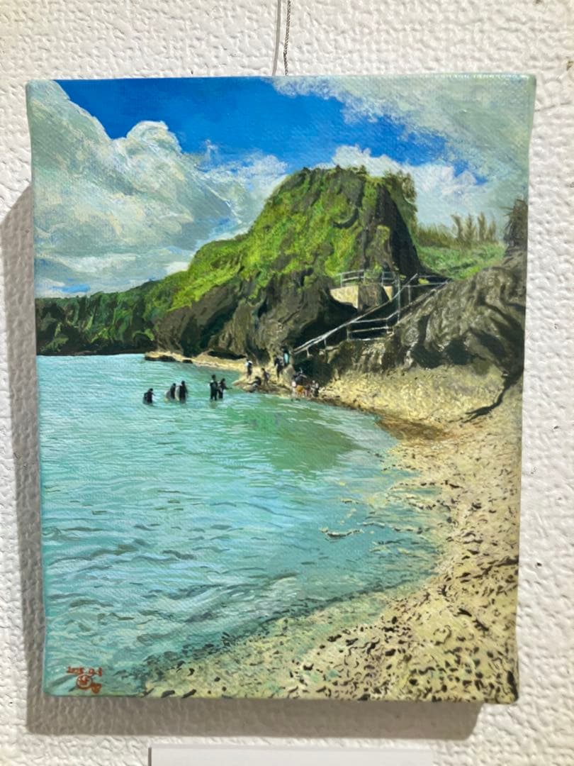 絵画　一点物　風景画　沖縄 真栄田岬　アクリル画　原画　海　インテリア　アート