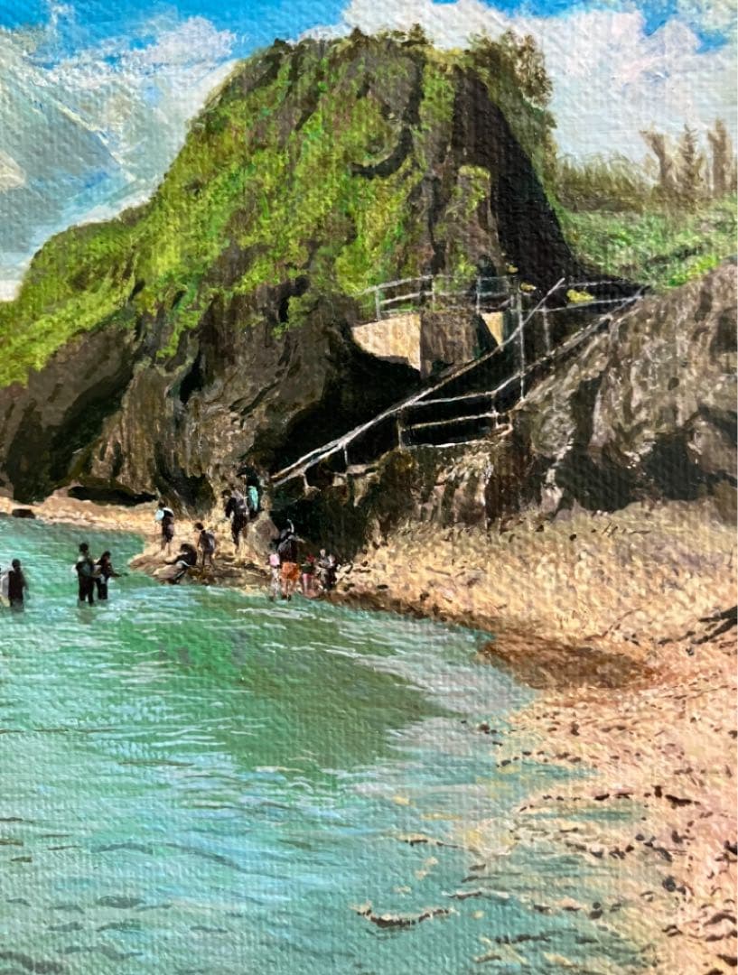 絵画　一点物　風景画　沖縄 真栄田岬　アクリル画　原画　海　インテリア　アート