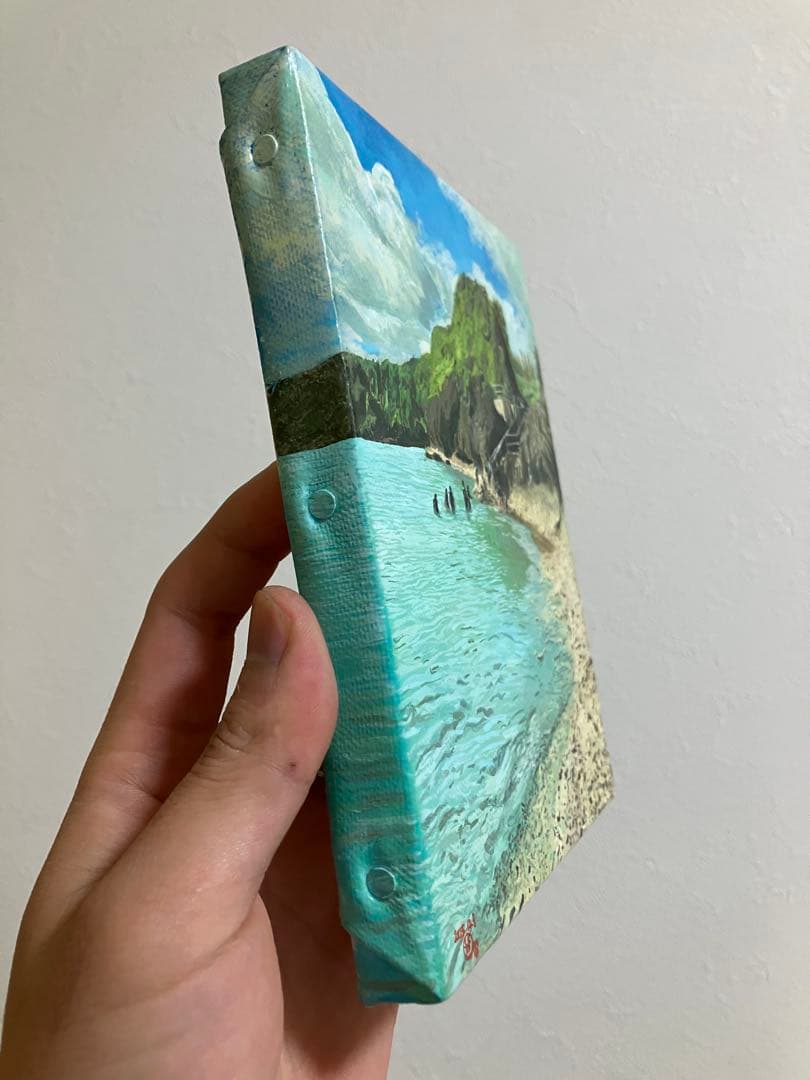 絵画　一点物　風景画　沖縄 真栄田岬　アクリル画　原画　海　インテリア　アート