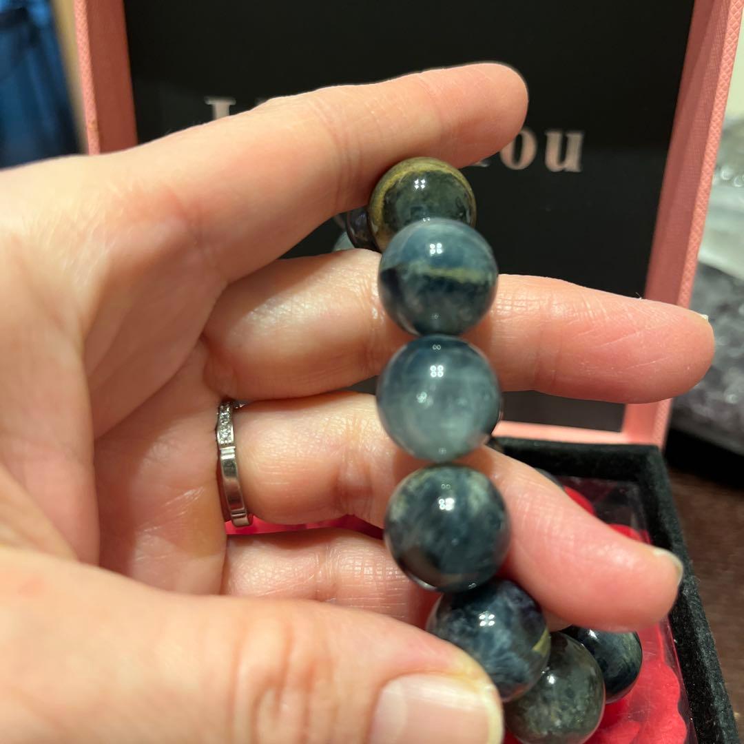天然石ブレスレット　ブルーサゲニティッククォーツ　大玉