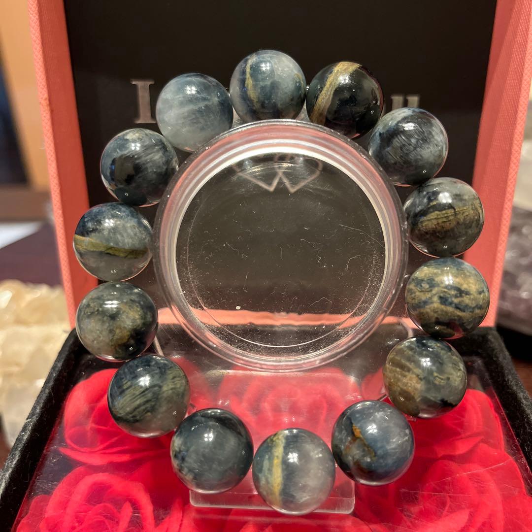 天然石ブレスレット　ブルーサゲニティッククォーツ　大玉