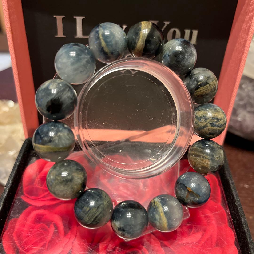 天然石ブレスレット　ブルーサゲニティッククォーツ　大玉