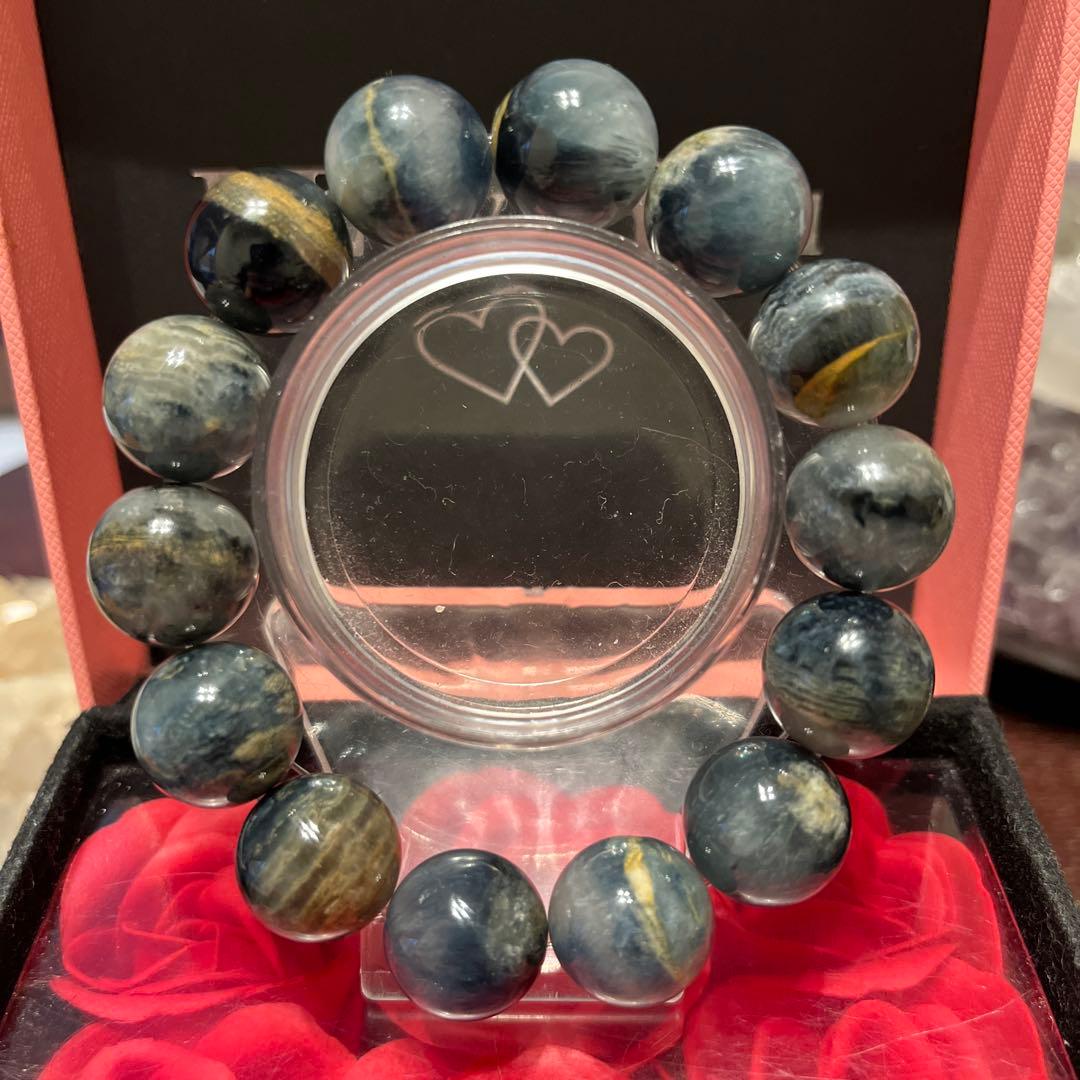 天然石ブレスレット　ブルーサゲニティッククォーツ　大玉