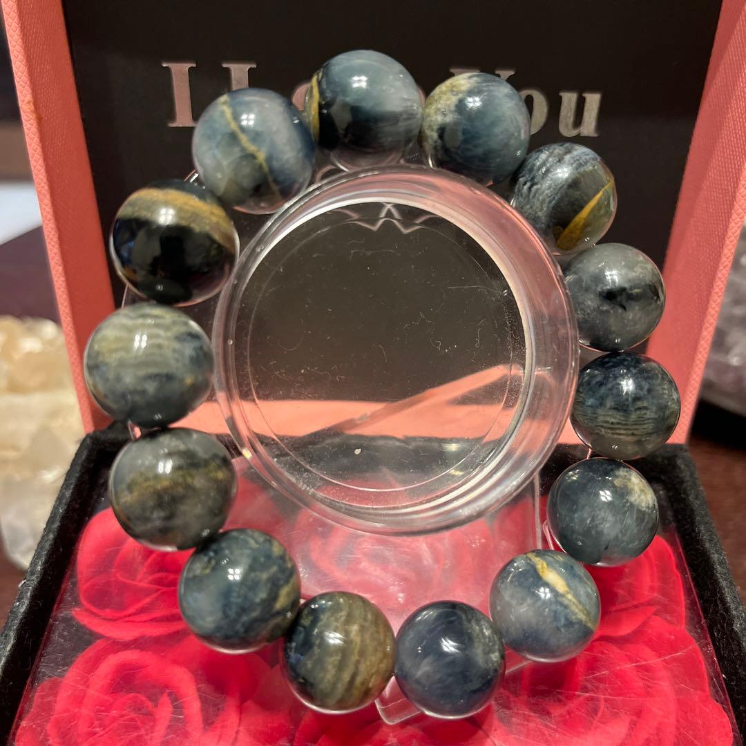 天然石ブレスレット　ブルーサゲニティッククォーツ　大玉