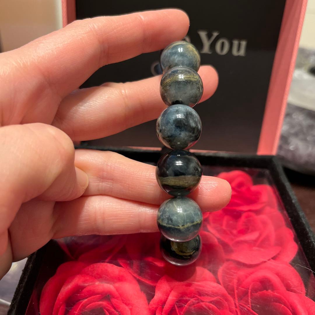 天然石ブレスレット　ブルーサゲニティッククォーツ　大玉