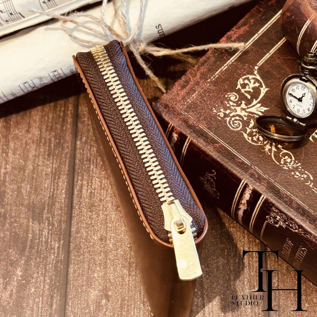 コードバン　ラウンドジップウォレット　レーデルオガワ　二つ折り　コーヒーブラウン