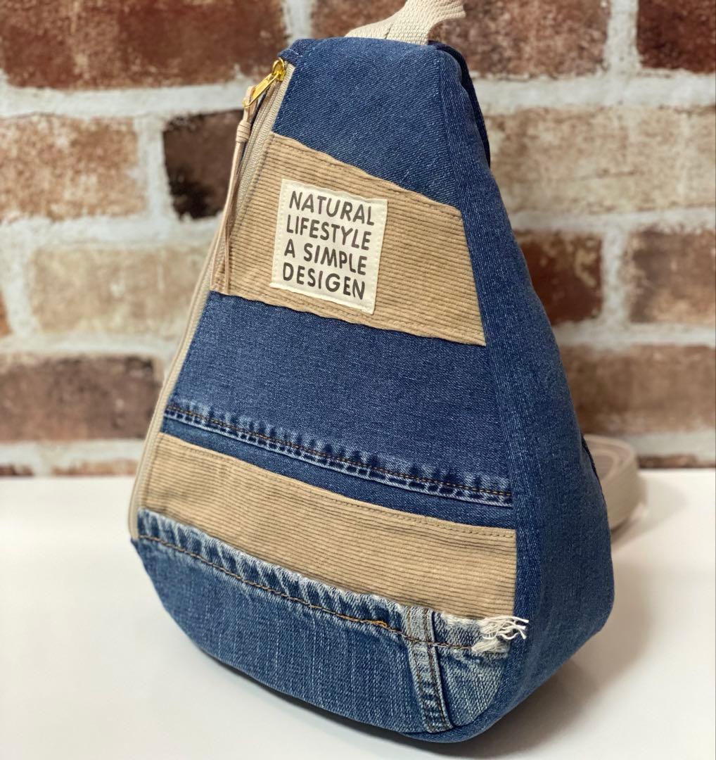 〈1112〉【デニム✖️コーデュロイ】 ワンショルダーバッグ デニムリメイク