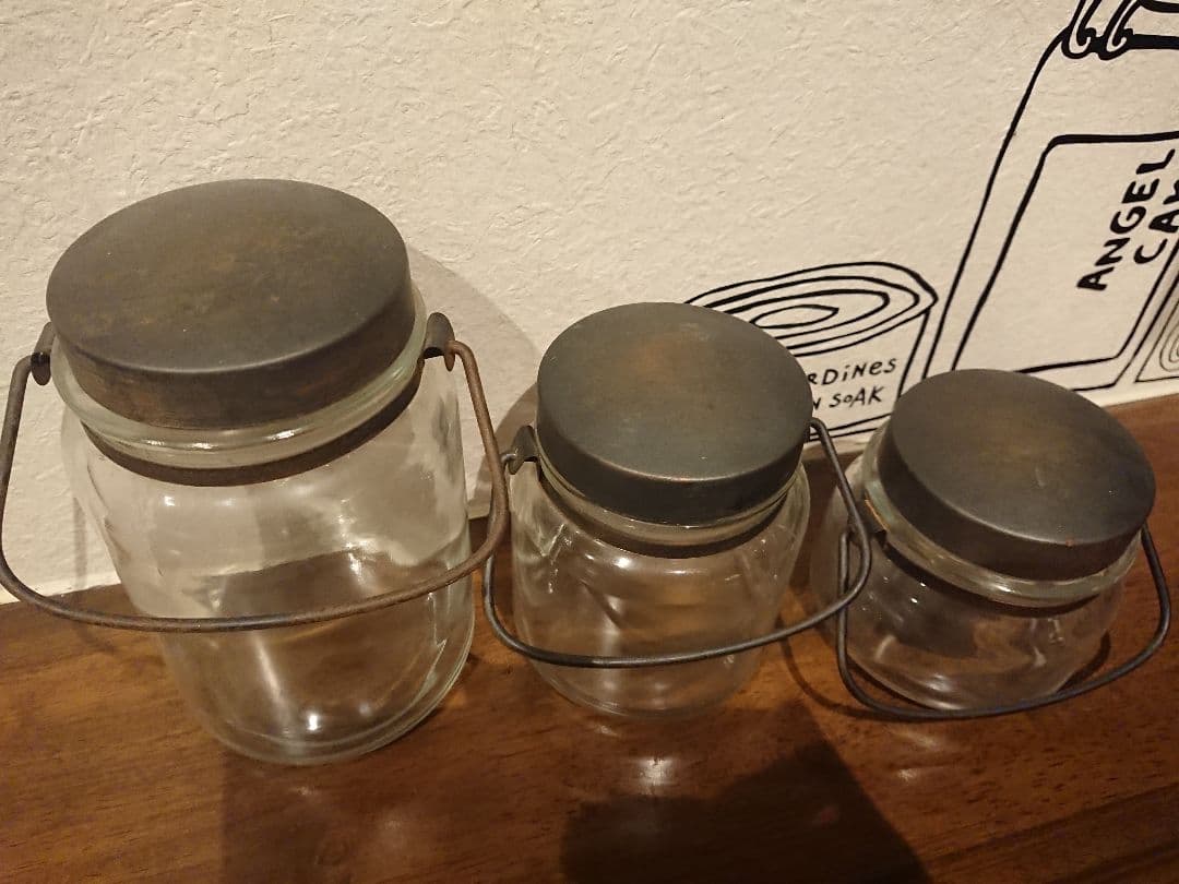 レトロ蓋付きガラスサビ加工アンティーク