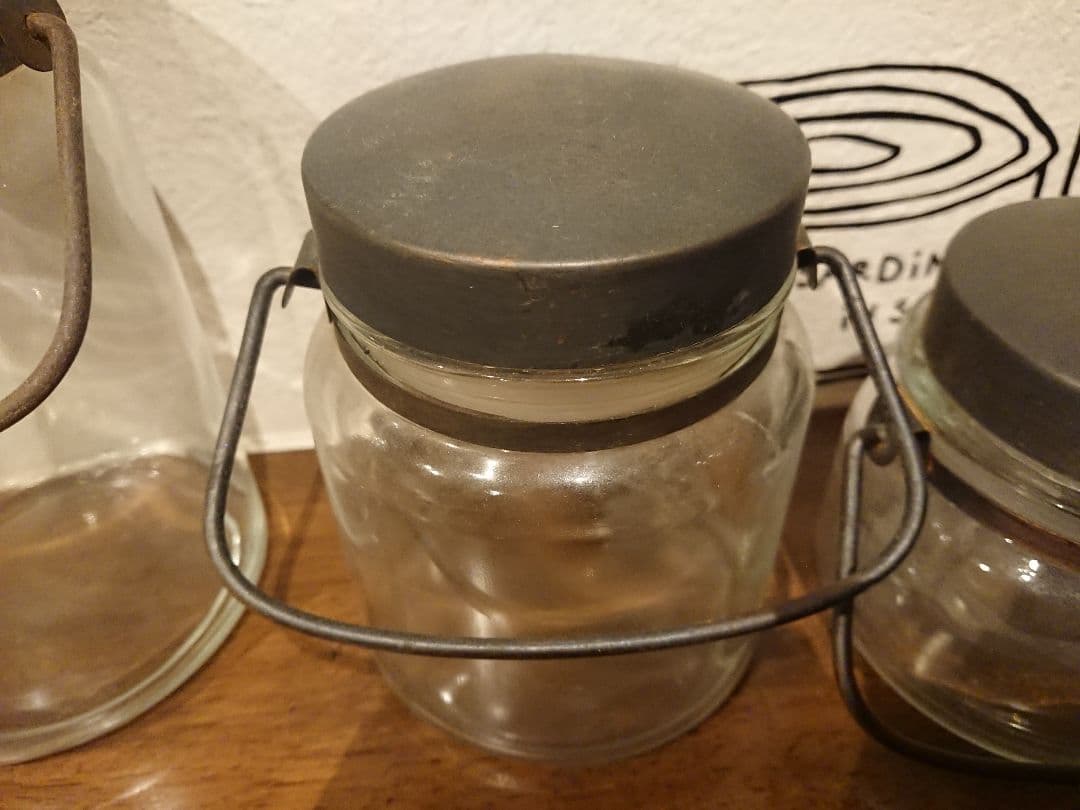 レトロ蓋付きガラスサビ加工アンティーク