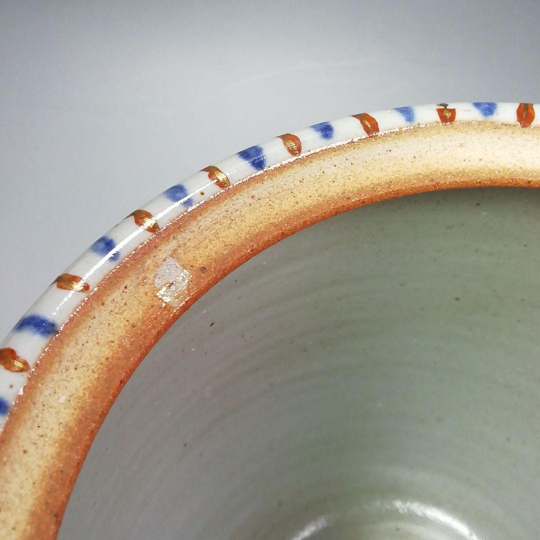 Ｓ２８９　水指　『麦藁手四季団扇』『松古窯　佐久間芳丘』　共箱　茶道具