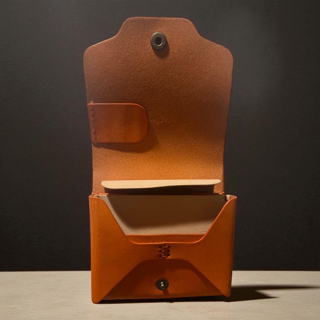 Le/freem オレンジ レザー ミニ財布　ヌメ革