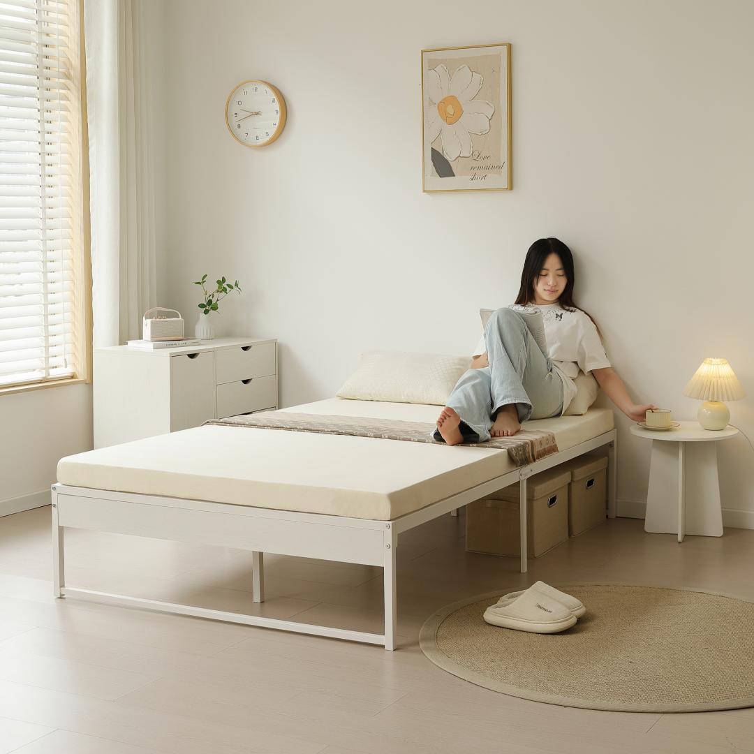 タイムセール！人気作のベッドフレーム【D・ダブル】　シンプル　WHITE