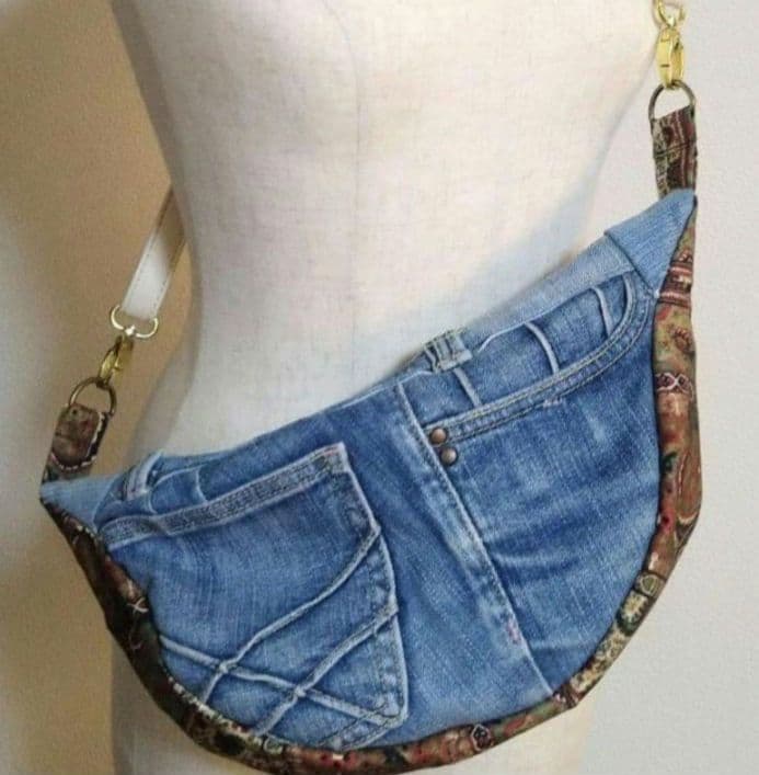 現品限り♡デニムリメイク お洒落Vintage♪ ラウンドショルダーバッグ