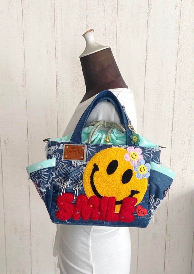 デニムリメイクバッグS スマイル