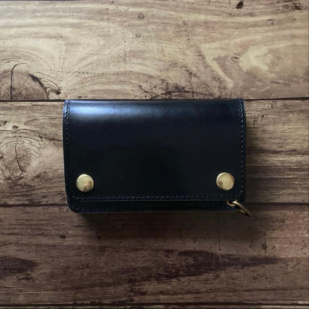 【やっほい】ミドルトラッカーウォレット 茶芯ブラック【お札を折らずに収納】