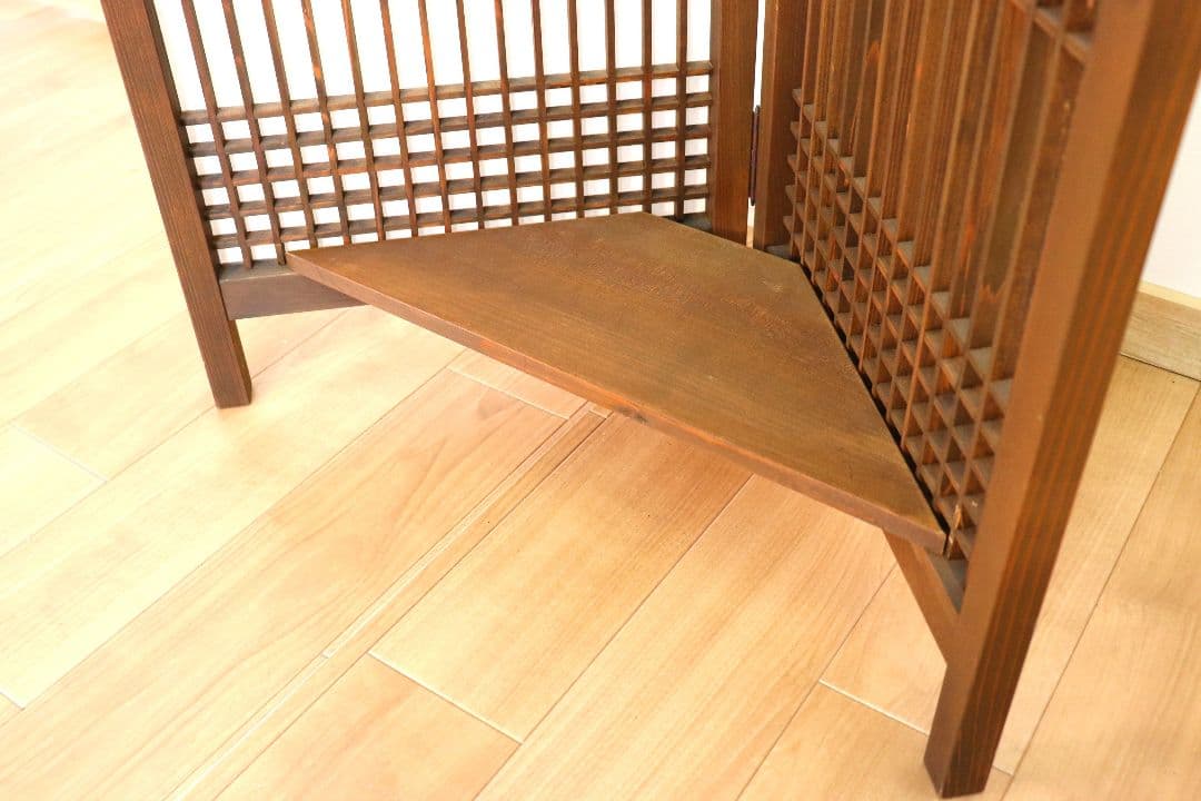 二面組子屏風　日本製　花台付き【一点物】未使用