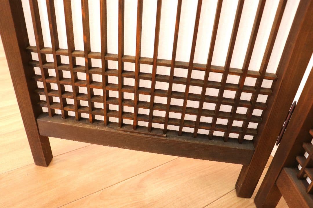 二面組子屏風　日本製　花台付き【一点物】未使用