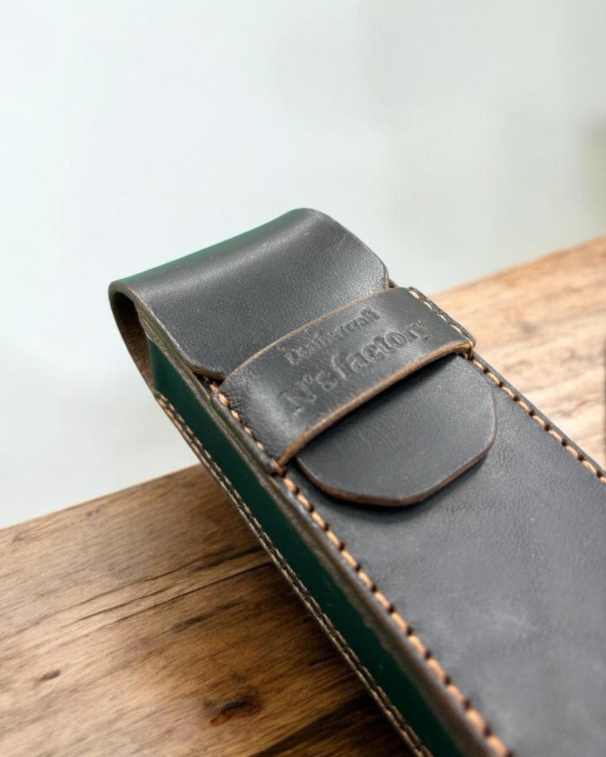 ホースバット 駒合わせ縫い レザーツールケース（茶芯ブラック）