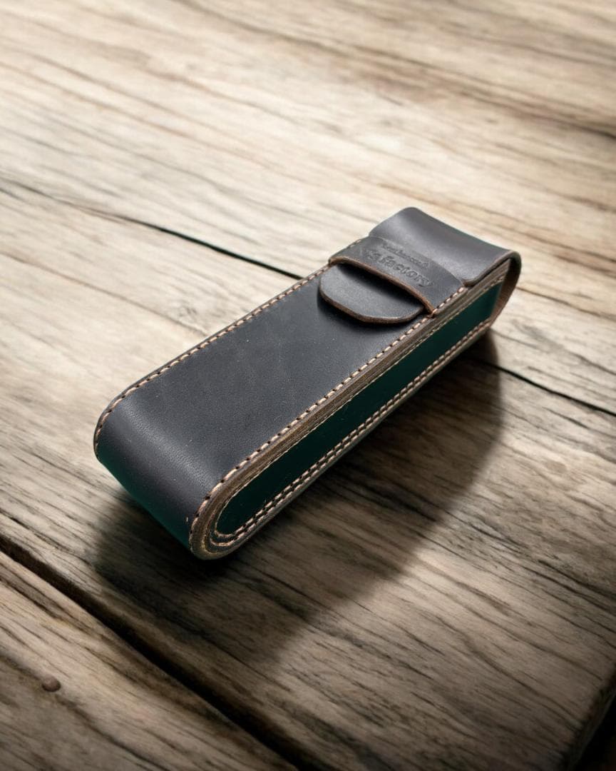 ホースバット 駒合わせ縫い レザーツールケース（茶芯ブラック）