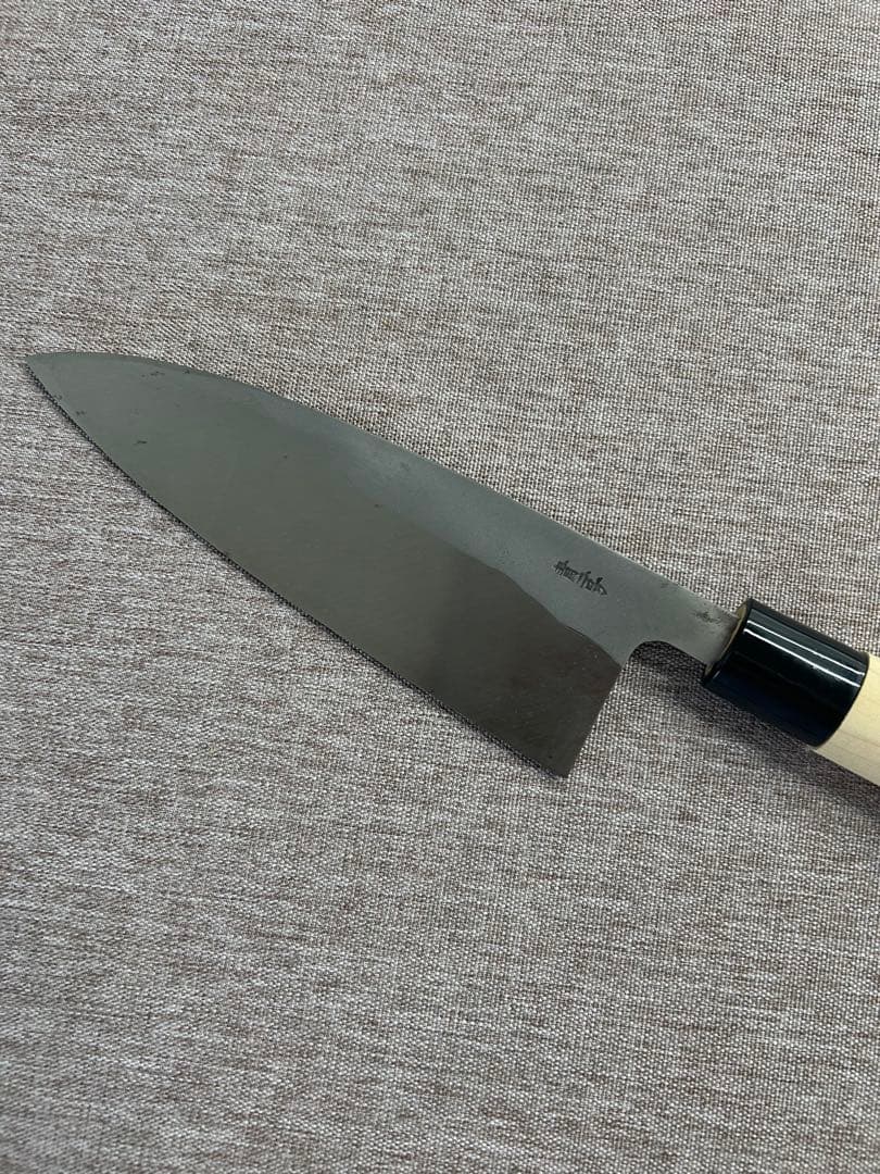 出刃 包丁 165mm 安来鋼青紙２号 朴丸柄 ④