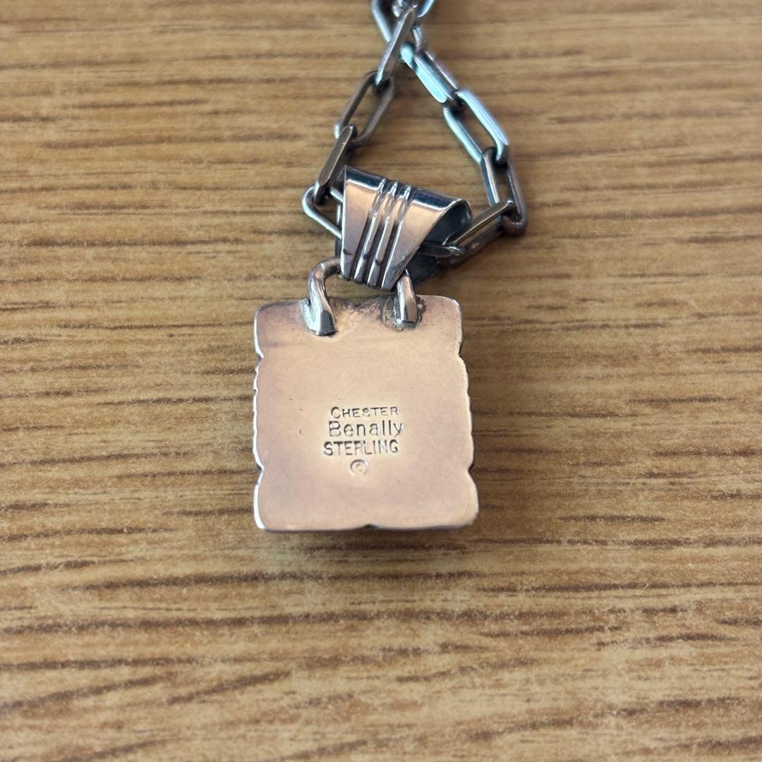 インディアンジュエリー　チェスターベナリー　ネックレス　ターコイズ　インレイ