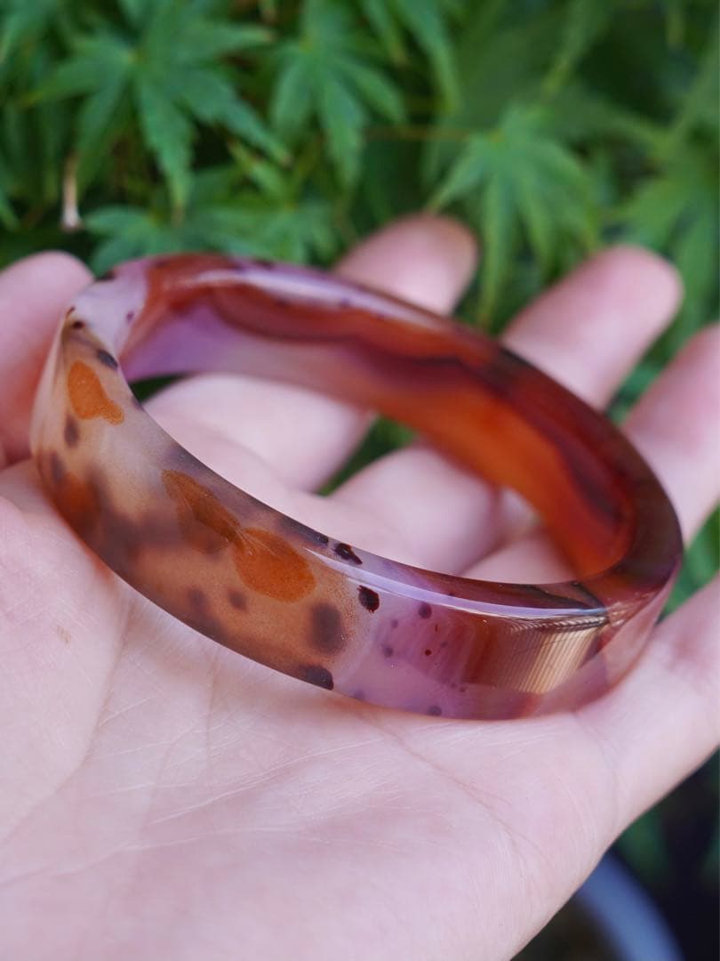 ❄メノウ カルセドニー 玉髄 バングル　腕輪　 新品 0015