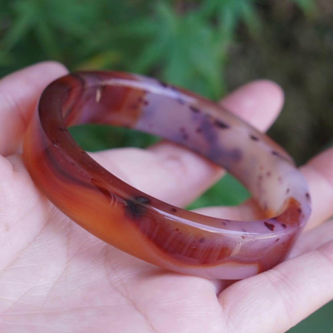 ❄メノウ カルセドニー 玉髄 バングル　腕輪　 新品 0015