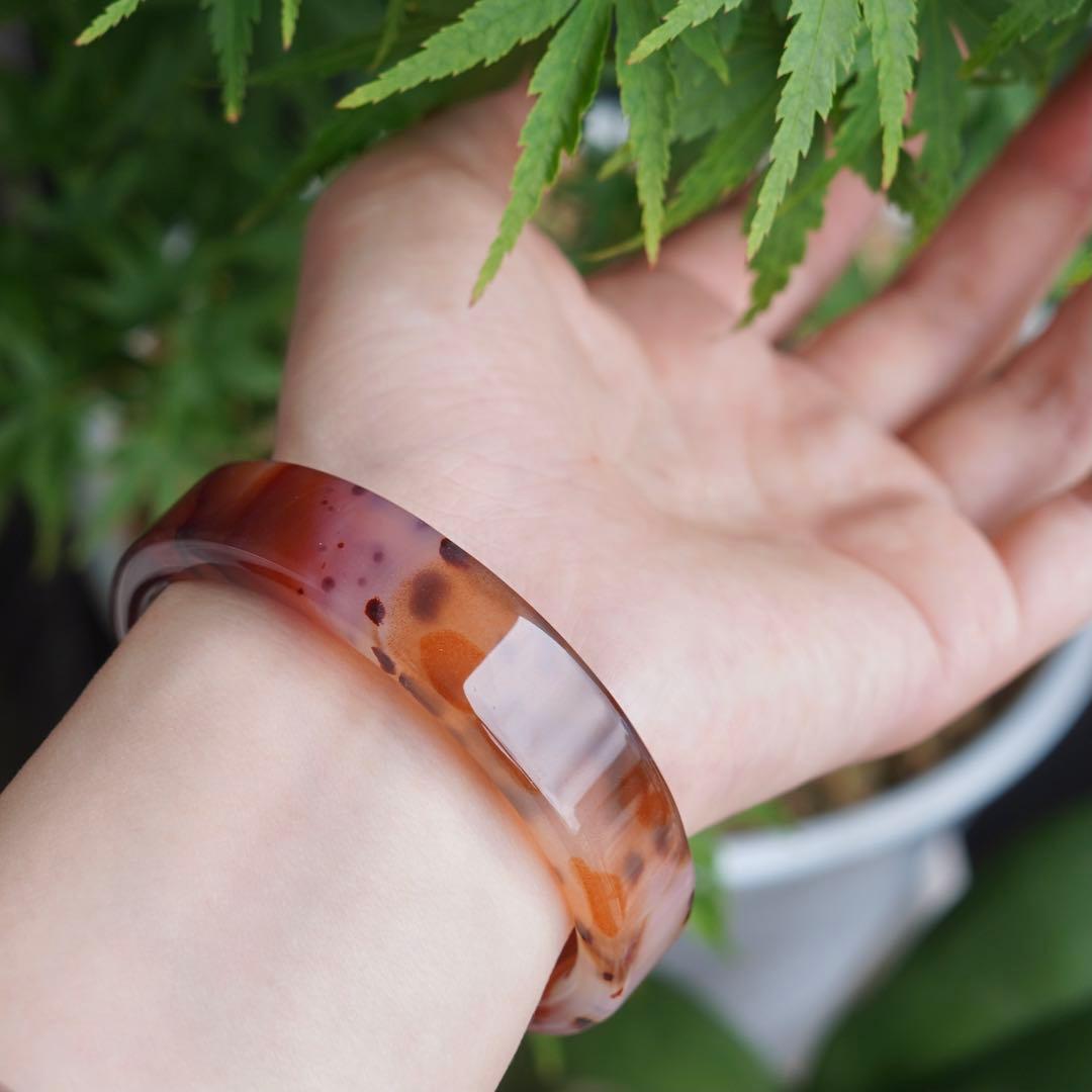 ❄メノウ カルセドニー 玉髄 バングル　腕輪　 新品 0015