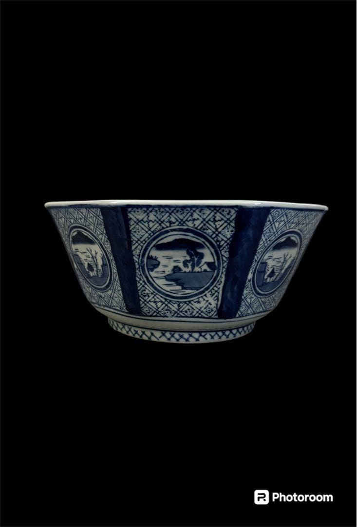 八角窓絵鉢　骨董伊万里