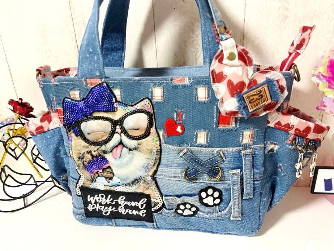 デニムリメイクバックS アイス猫ちゃん