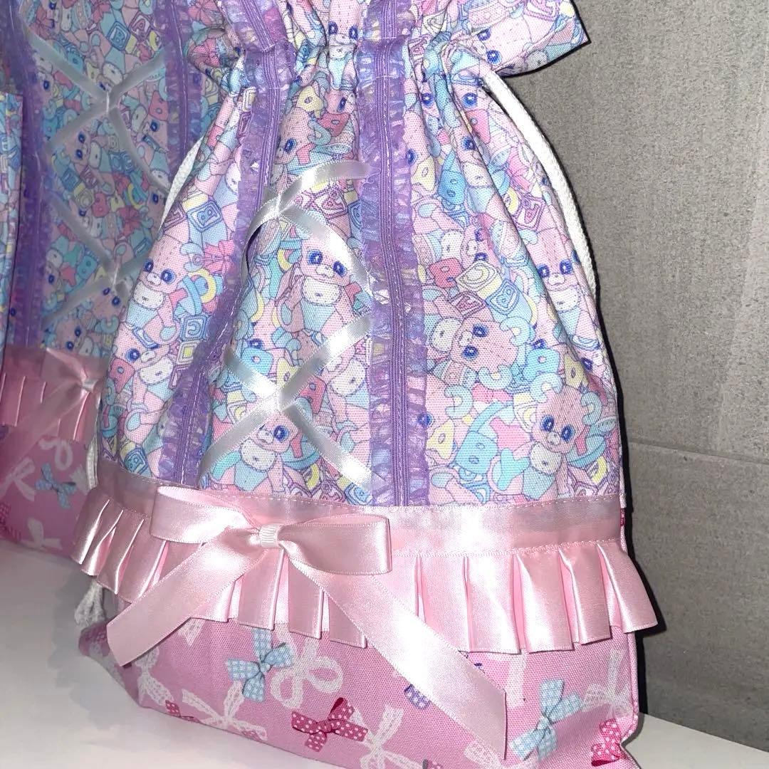 ハンドメイド、入学、入園セット、手提げ、体操服袋、上履き袋、セット