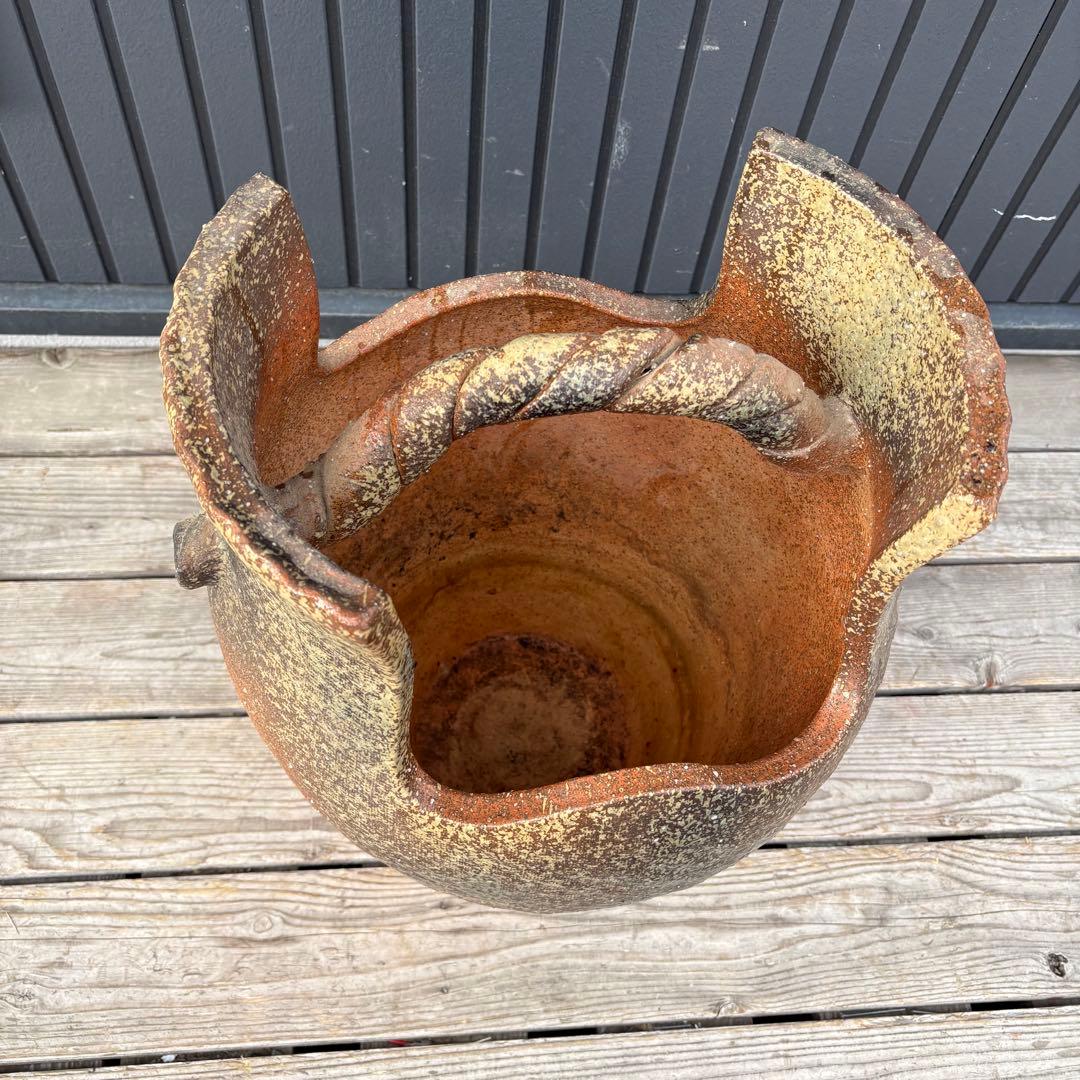 信楽焼 手桶花瓶 大型 壺 フラワーベース 陶器 花器 和風 オブジェ 傘立て