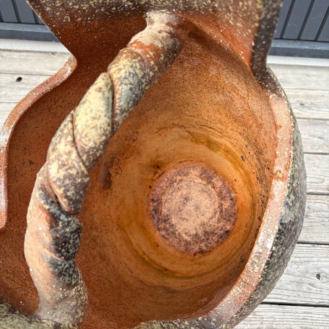 信楽焼 手桶花瓶 大型 壺 フラワーベース 陶器 花器 和風 オブジェ 傘立て