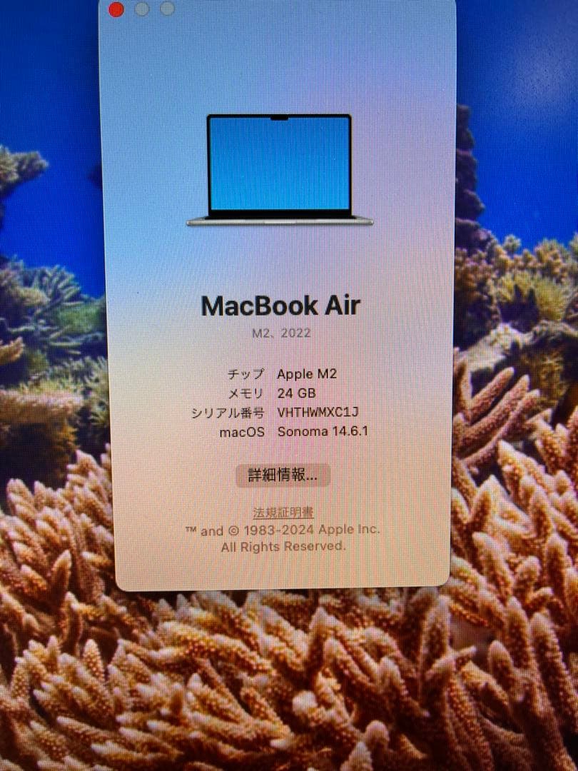 【極美品】M2チップ搭載MacBook Air - スペースグレイ