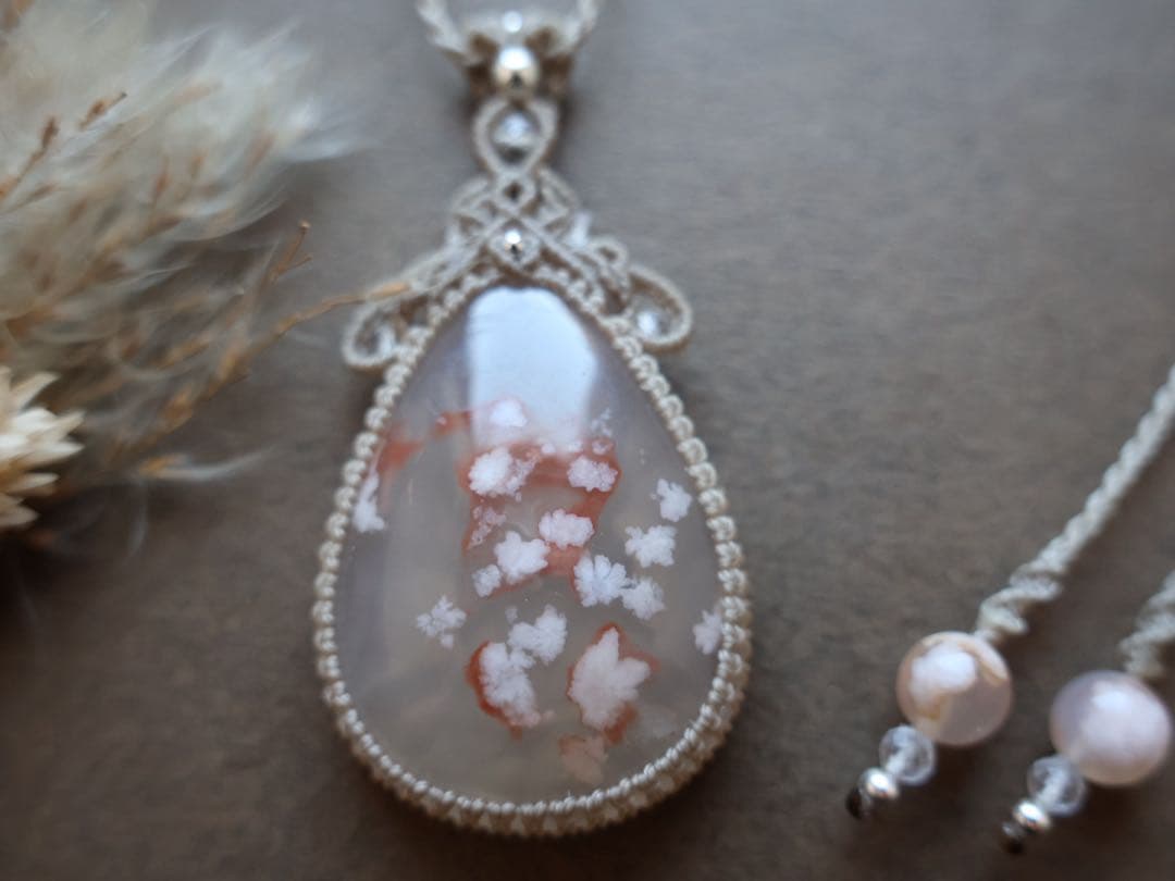 いちまま 桜瑪瑙　マクラメ　ネックレス