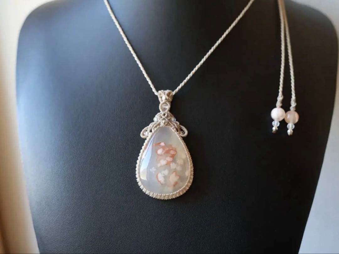 いちまま 桜瑪瑙　マクラメ　ネックレス