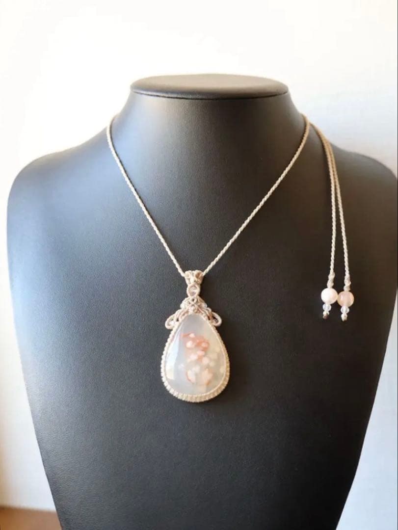 いちまま 桜瑪瑙　マクラメ　ネックレス